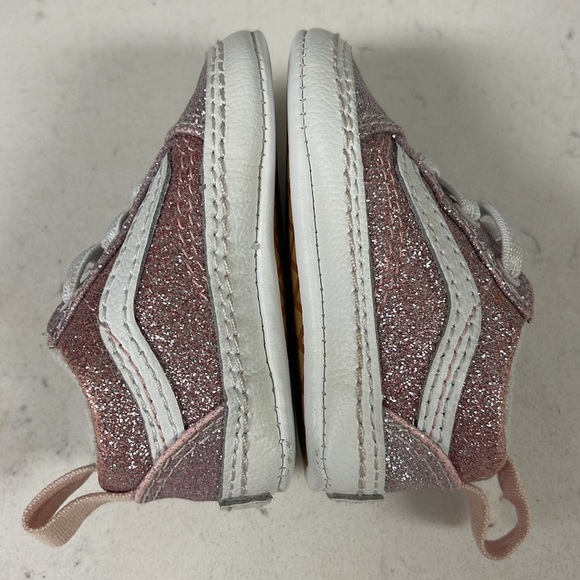 VANS Old Skool crib shoes Size 1 Baby Glittery Pink Kids Shoes - Picture 8 of 17